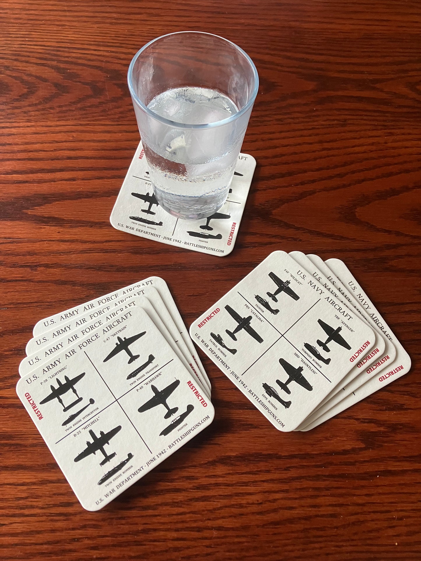 Drink Coasters set of (8) US aircraft identification